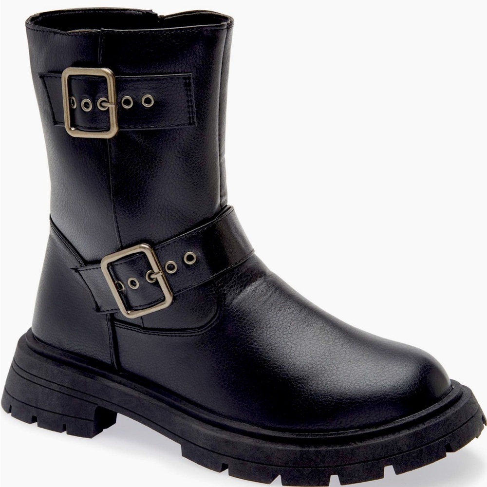 NWT BUCKLE COMBAT BOOTS VEGAN LEATHER